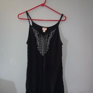 black sundress with white embroidered details